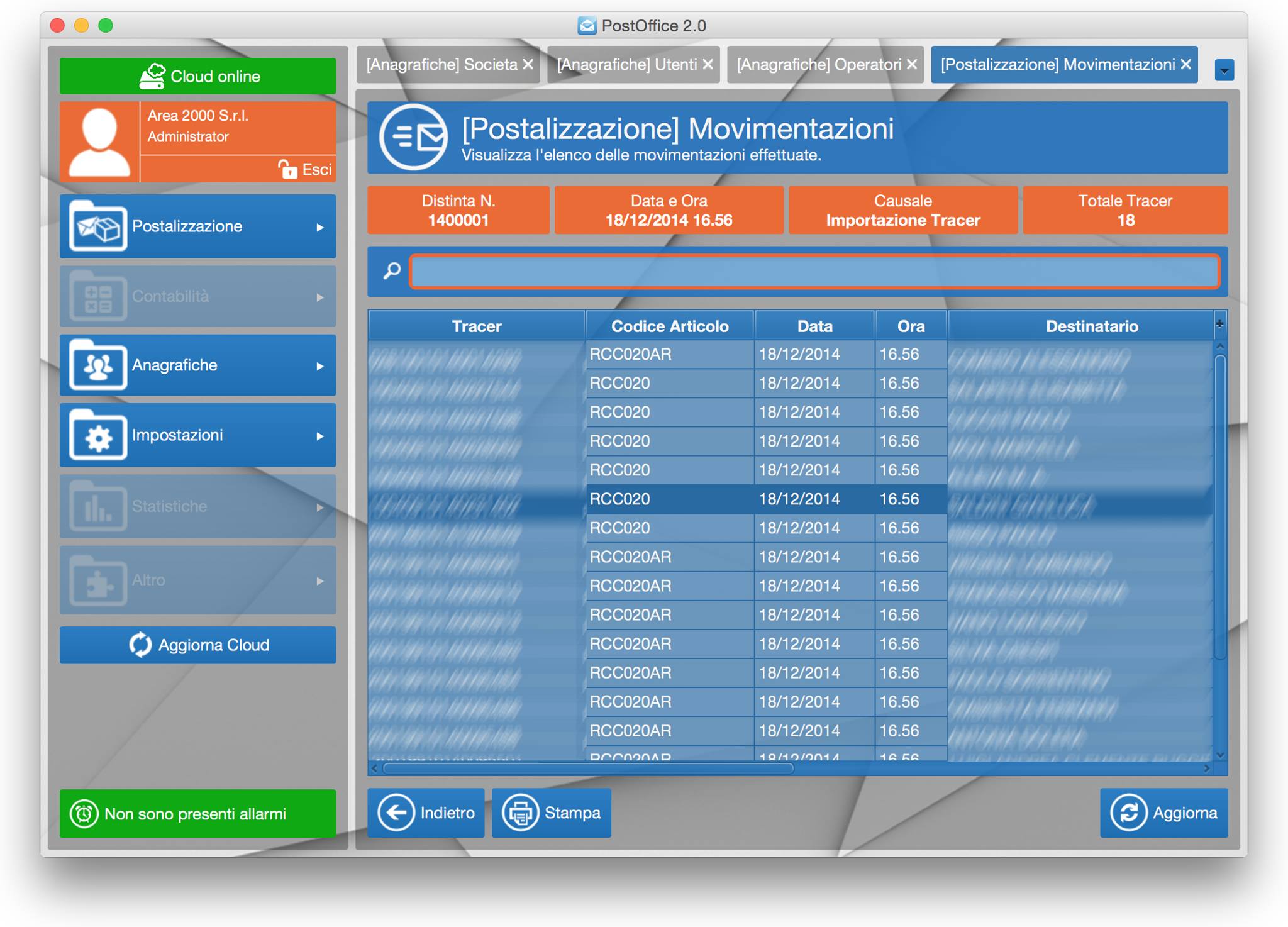 PostOffice 2.0 - movimentazioni