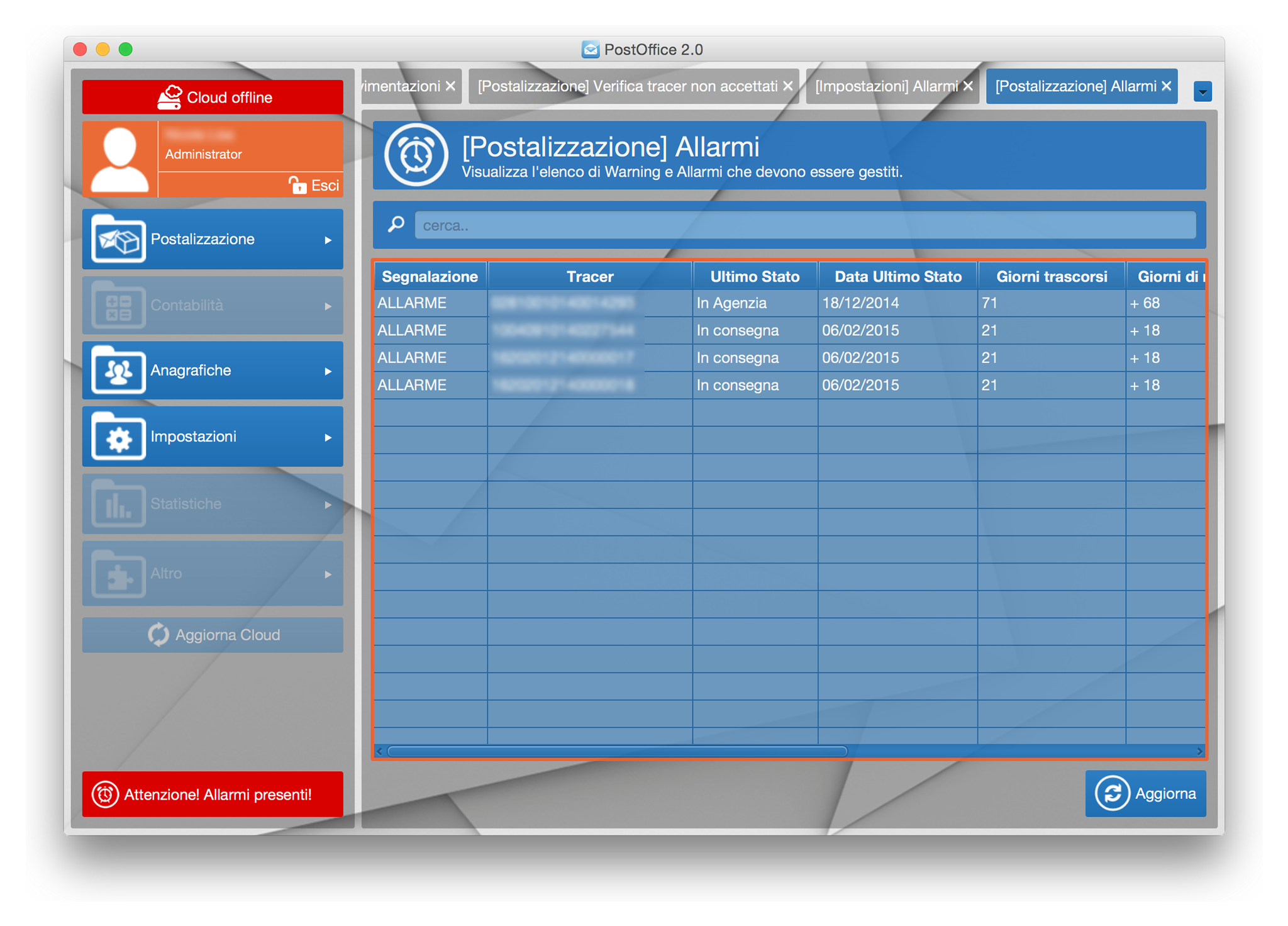 PostOffice 2.0 - postalizzazione allarmi